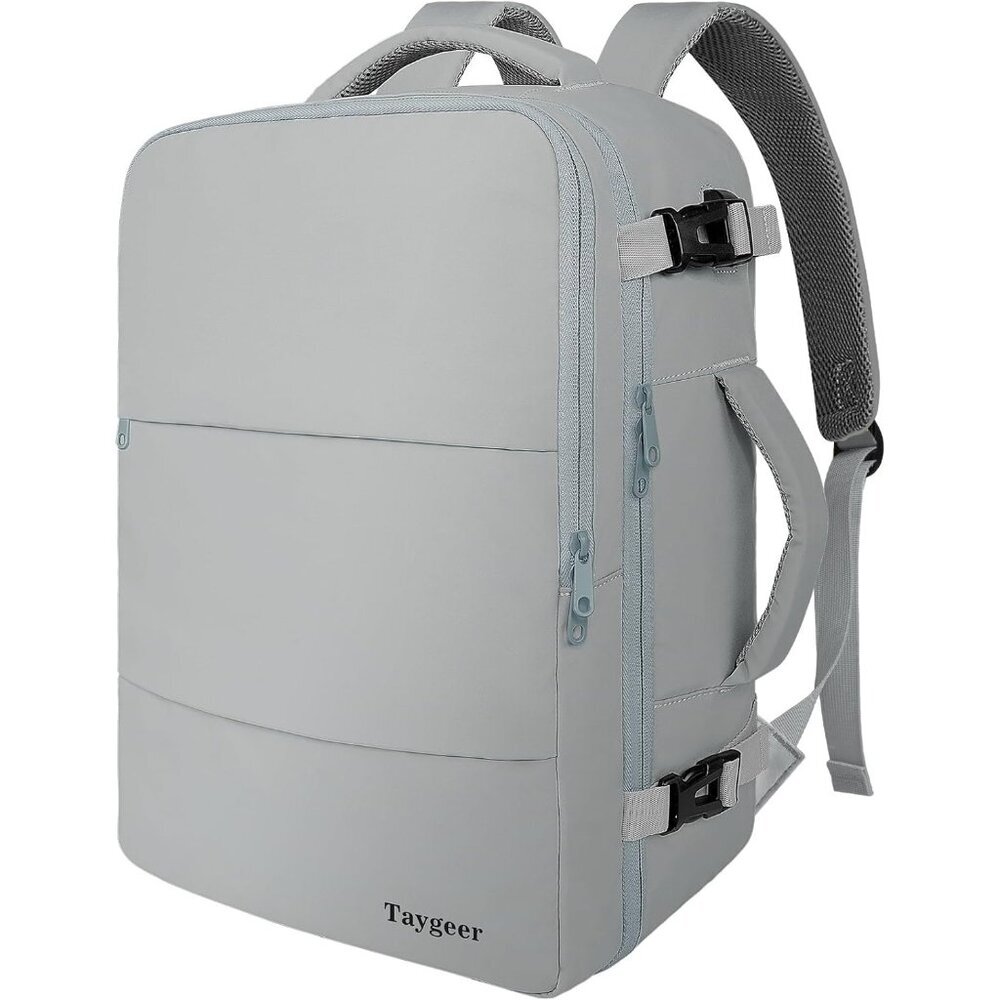 〽️Women Trendy Carry On Backpack Gray with Shoe Pouch & USB Charging Port